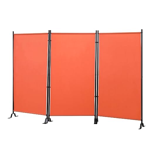 Proman Products - Galaxy Section Divider, Water Repellent Fabric Room Divider with Black Powder Coated Metal Frame for Indoors or Outdoors (Orange)