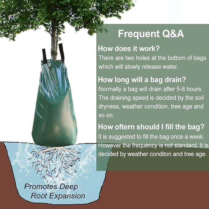 Remiawy Tree Watering Bag, 20 Gallon Slow Release Watering Bag for Trees, Irrigation Bag Made of Durable PVC Material with Zipper (3 Pack 5-8 Hours Releasing Time)