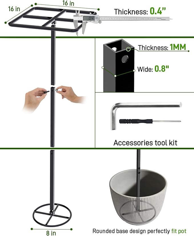 66''×16'' Heavy-Duty Metal Dragon Fruit Trellis, Adjustable Gardening Support Stand for Vertical Climing Plants,Trees,Cactus Garden Outdoor Indoor Potted Support