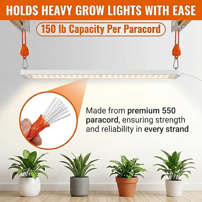 6-Pack Long 14ft Retractable Rope Paracord Ratchetable Strap,Heavy Duty Adjustable Pulley Tie Down for Kayak Storage,Outdoor Plant Hanging,Tent Tie Downs,Cargo Securing with Carabiner Hooks（Orange）