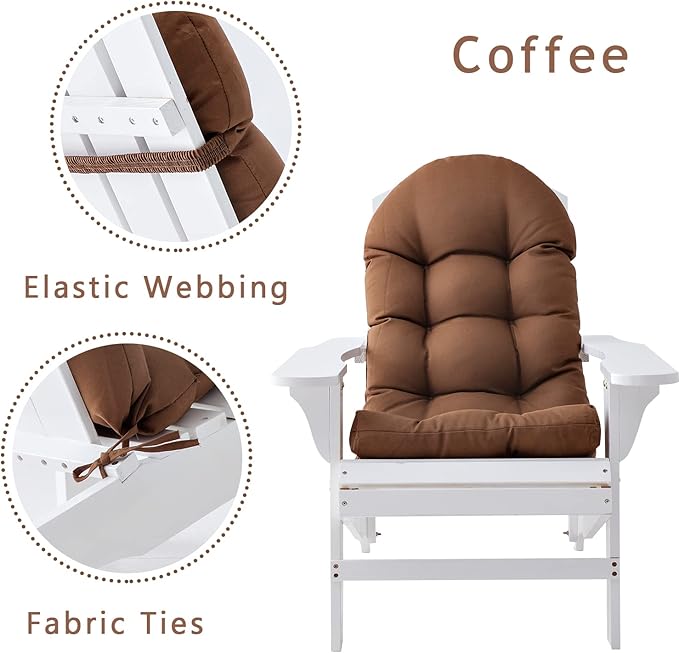 Enipate Weather Resistant Cushions for Adirondack Chair High Back Indoor Outdoor Patio Tufted Lounge Cushion Seat Pads