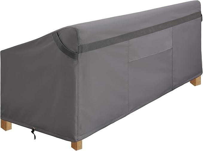 Outdoor 3 Seater Outdoor Sofa Cover Grey 87 Inch Long Waterproof Heavy Duty 600D Oxford Patio Deck Furniture Covers for Loveseat All Weather Resistant Ripproof 37in Deep Outside Sofa Cover