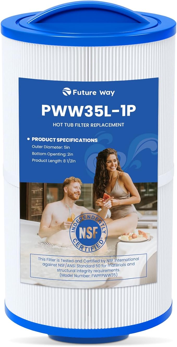 Future Way PWW35L Hot Tub Filter Replacement for X268548-PMA-R3, Unicel 4CH-935，817-4035, Filbur FC-0710，Waterway Teleweir 35 SF, Replace Pleatco PWW35L Spa Filter, SD-01235, PDC580-AFS, 35 Sq. Ft