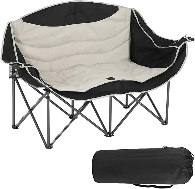 SunSettler Oversized Double Camping Chairs, Folding Camping Loveseat, Double Camp Couch for Beach Days, Soccer Games, Tailgating