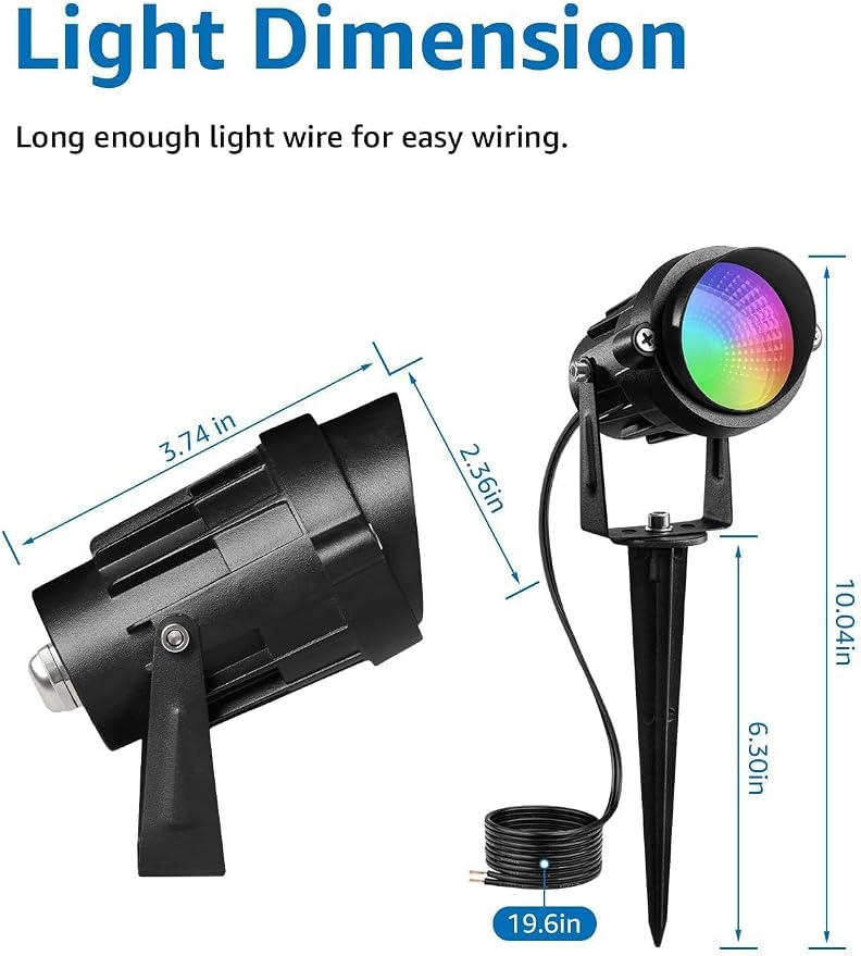 SUNVIE RGBW Low Voltage Landscape Lighting 12W LED Color Changing Landscape Lights Remote Control Waterproof Spotlights Outdoor Landscaping Lights for Yard Garden Christmas 16 Pack with Connector
