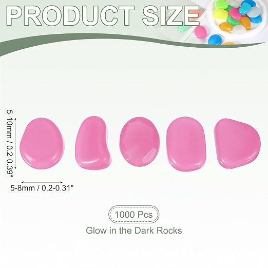 Glow in the Dark Stones, Luminous Pebbles Stones Glowing Rocks Decorative Light Up Pebbles 1000 Pcs & Light Purple -Fitting for (Fish Tank/Outdoor Garden Decor/Yard/Walkway)