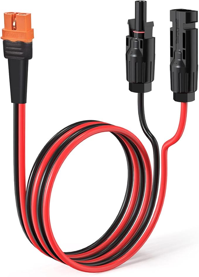 ELFCULB 12AWG 2FT Solar to XT60i Cable 2 10 25 35 50 75 100FT Solar Connector to XT60i Adapter Cable for Portable Power Station (2FT)