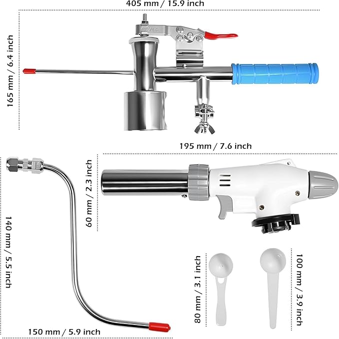 Butane Powered Oxalic Acid Vaporizer, Stainless Steel Portable Beehive Fogger, Beekeeping Supplies with Measuring Spoons & Lighter