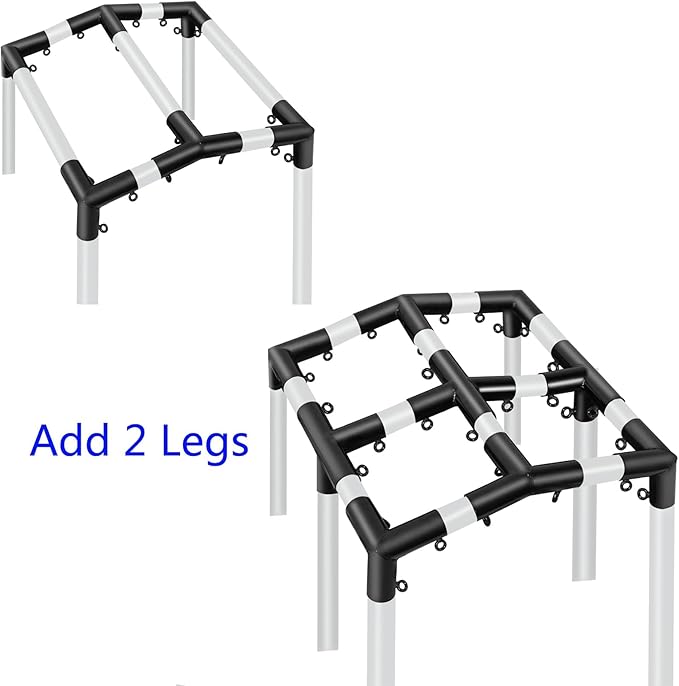 Aoneky 1" Corner Canopy Connector Kit for 3/4 Inch EMT Pipe, Universal Expansion Fittings to Add 2 Legs to Canopy Carport Frame, 156 Degree Peak Angle, Black (2-Legs Set)