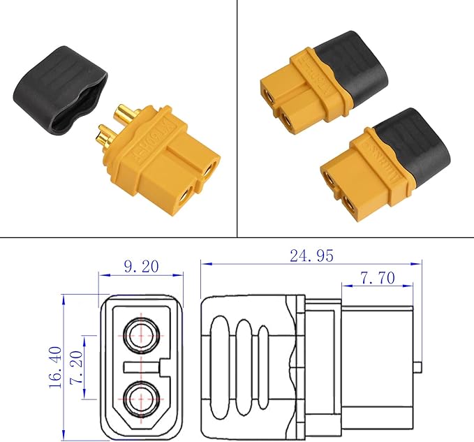 ELFCULB 12AWG 2FT XT60 Solar Cable 2 10 25 35 50 75 100FT XT60 Extension Cable Solar Panel Connector to XT60 Connector for Portable Power Station (2FT)