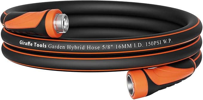 Giraffe Tools 10ft x 5/8" Garden Leader Hose, Heavy Duty Short Hose, Lightweight & Flexible Hybrid Water Hose with Swivel Handle & Male to Female Fittings