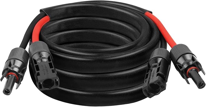 10AWG Solar Cable - 10FT Solar Panel Extension Cord 10 Gauge PV Wire with Flame Retardant Protective Sleeving Female & Male Waterproof Connector for RV, Photovoltaic Systems, Solar Panels (10 Feet)