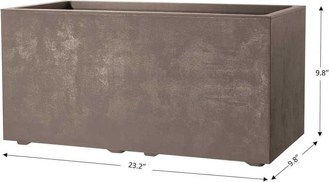 Deroma Millennium Planter | 23” x 10” x 10" Rectangle | Light & Durable Plastic | Indoor or Outdoor Pot for Patio/Porch | Includes Water Reserve & Drain Plug | Pot for Plants, Flowers, Garden | Sand