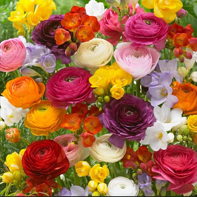 Votaniki Grand Freesia & Ranunculus Flower Bulbs - Set of 22 Ranunculus & Freesia Flower Bulb Mix