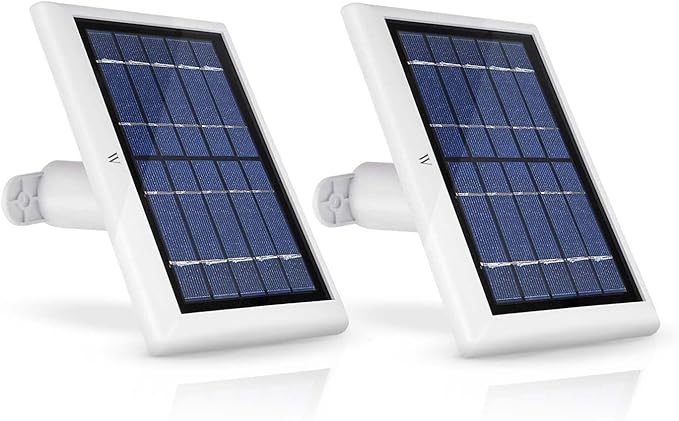 Wasserstein Solar Panel Compatible with Ring Spotlight Cam/Plus/Pro Battery, Stick Up Cam/Pro & Outdoor Cam Plus Battery - Continuous Power for Ring Surveillance Camera (2-Pack, White)