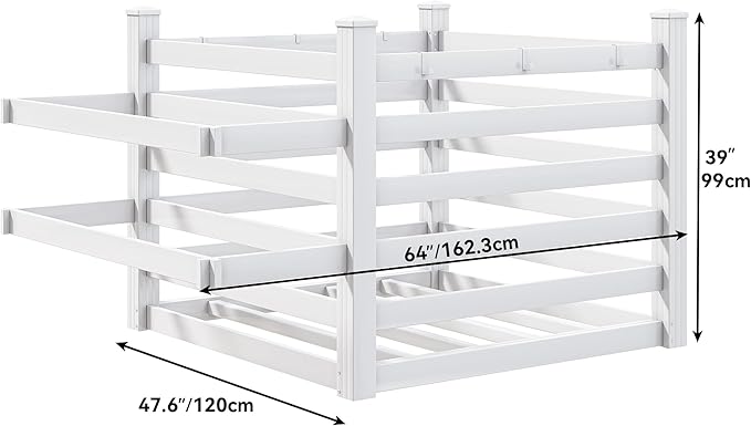 YITAHOME 64" W x 47" L x 39" H Poolside Deckbox Storage Organizer with 6 Movable Hooks, Outdoor Waterproof Pool Storage Bins