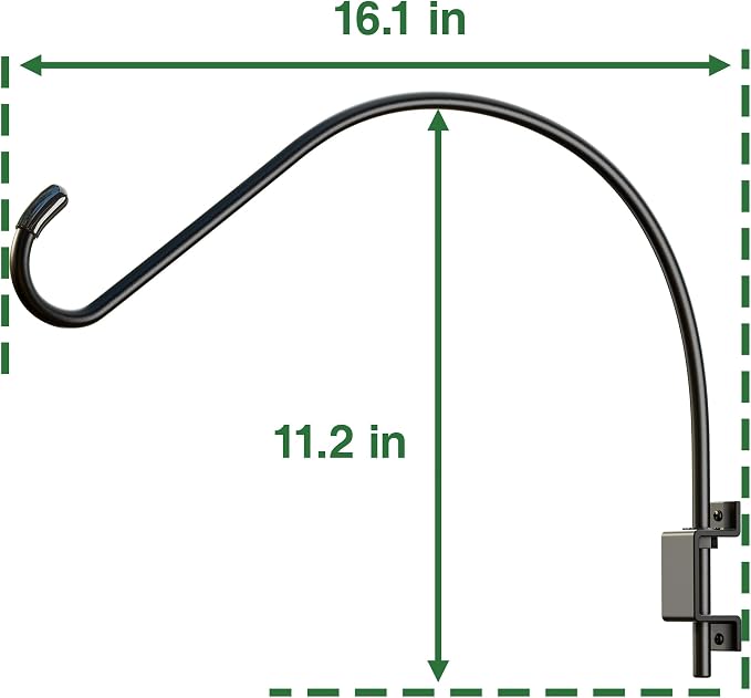 16 Inch 2 Pack Swivel Plant Hanger: Plant Hangers Outdoor, Heavy Duty Hook for Bird Feeder, Plant, Flower Basket, Lantern, Wind Chime - Versatile Hanging Brackets Outdoor Indoor Use Up to 22LB