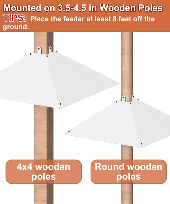 Metal Squirrel Baffle for 4x4 Post, Outside Wooden Pole Mount Squirrel Guards for Bird Feeders, 17 Inch Squirrels Deterrents Stopper to Deter Racoons, White, 2pcs, (Patented No.: D1069260)
