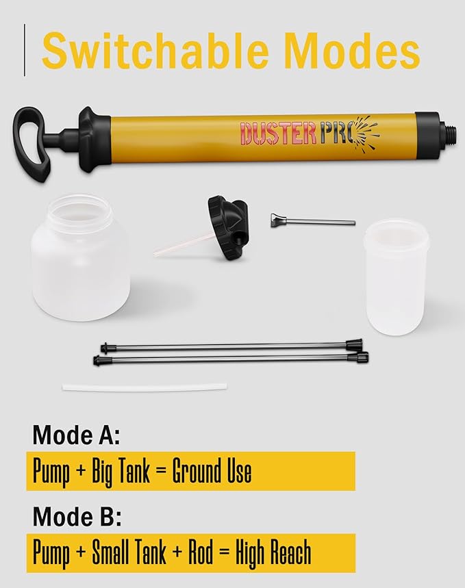 Relime Diatomaceous Earth Industrial Grade Powder Duster Cannon Type, Modular Systems for Massive Work and 4FT Reach Pump Applicator, Dispenser, Sprayer, Dust Application for Diatomaceous Earth