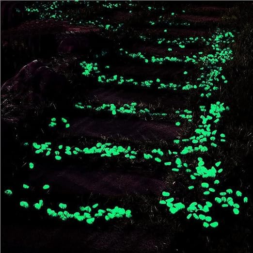 1100Pcs Glow Stones Pebbles Glow in the Dark Garden Pebbles for Walkways and Decor (Green)