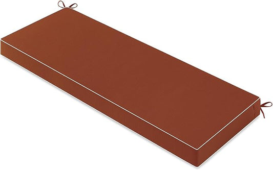 MIULEE Burnt Orange Outdoor Bench Cushion 48x18x3 Inch Waterproof 3-Year Color Fastness Patio Furniture Cushions for Porch Swing, Garden Bench Sofa Couch with Adjustable Ties No Slip Design