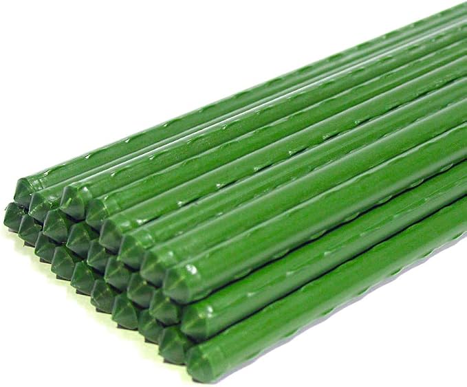 Growsun 6ft 50 Pack Tomato Stakes Plant Stake Supports Garden Fences Trellis Metal Plastic Coated Plant Cage Supports Climbing