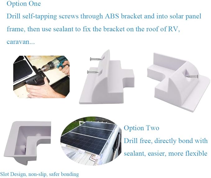 Solar Panel Mounting Brackets ABS Corner Bracket Kit 7PCS, Drill-Free Widely Used on Roofs of RV, Caravans, Vehicles, Camper Vans, Sheds, Garages, Deck of Boats, White