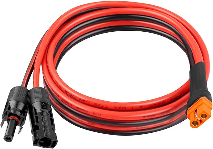 10AWG 6FT Solar to XT60i Extension Cable 3 6 10 35 50 75 100FT Heavy Duty Adapter Cable Connector XT60i Wire for Portable Power Station, Solar Panel, RV, Battery