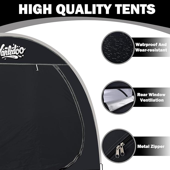 Bike Storage Shed 6.6FT, Easy Setup Waterproof PU4000 210D Oxford Fabric Tent for 2 Bikes, Outdoor Portable Bicycle Shelter with Window, Black