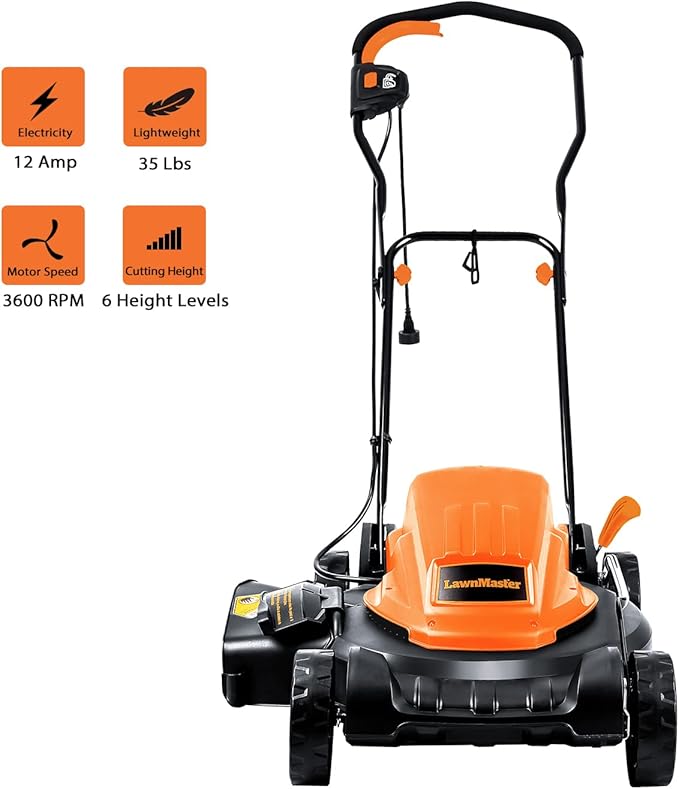 LawnMaster Electric Lawn Mower + Yard Master Outdoor Garden Extension Cord