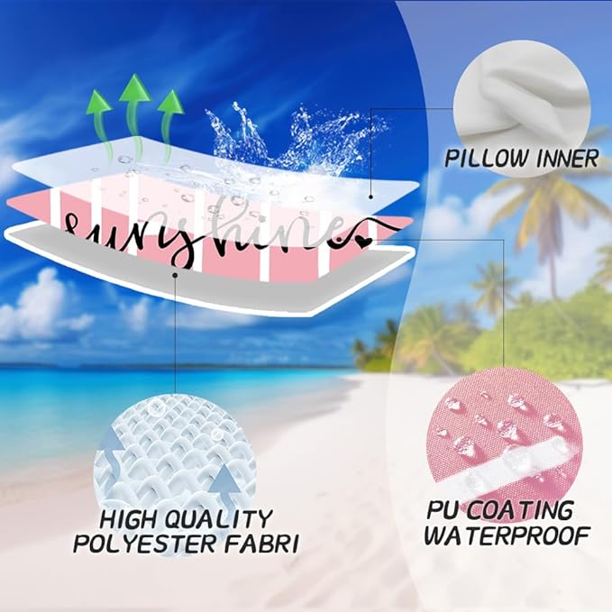 DFXSZ Outdoor Pillow Covers 20x20 Inch Set of 2 Hello Sunshine Decor Pink Waterproof Throw Pillow Covers Summer Outdoor Waterproof Pillow Covers Decor for Patio Funiture Garden Sofa Couch 020F20