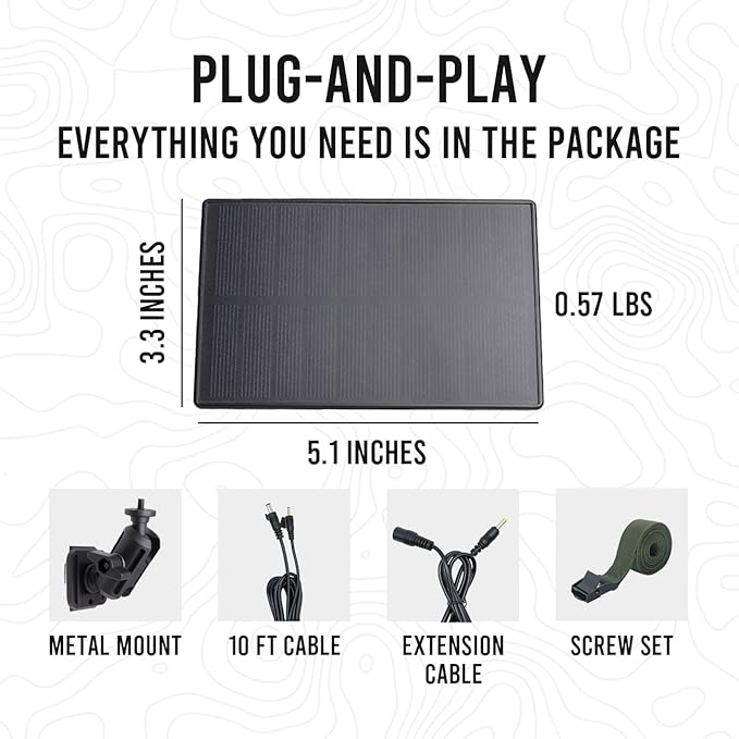 Trail Camera Solar Panel - Power Horse 6V/12V Solar Panel Kit with 5200mAh Battery for Hunting Camera, 1.7/2.1mm DC Connectors Fits Most, Solar Panel for Trail Cam