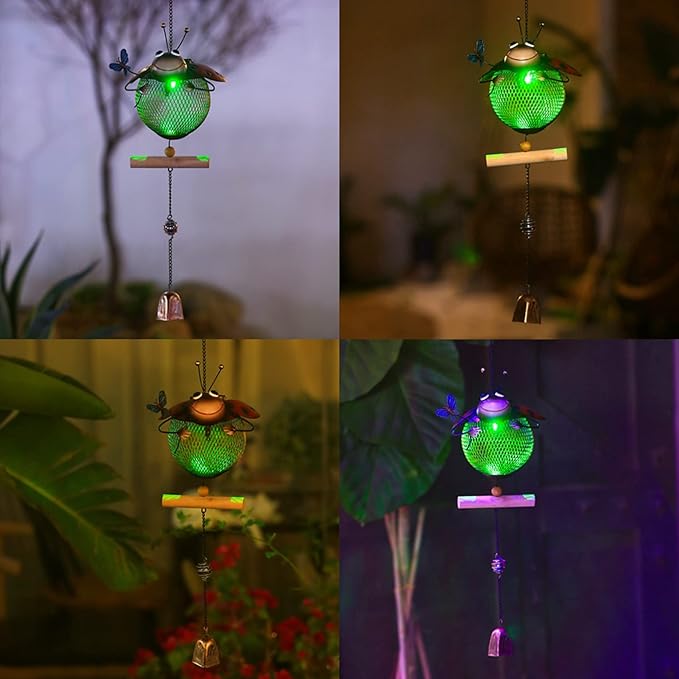 Solar Ladybug Wild Bird Feeders Squirrel Proof for Outside - Unique Cute Metal Ladybug Bird Feeder with Solar Light, Wind Chime, Gift for Bird Lovers(Ladybug)