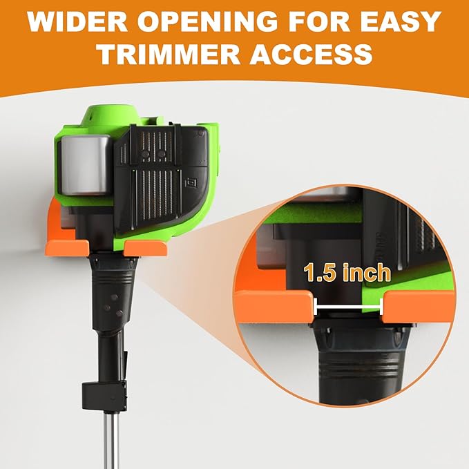 Weedeater Hanger, Heavy Duty Weed Eater Hanger Wall Mount, Garden Power Tool Holder with Rubber Coating for Grass Trimmer, Hedge Trimmer, Leaf Blower, Garage Organizer, 4 Pack