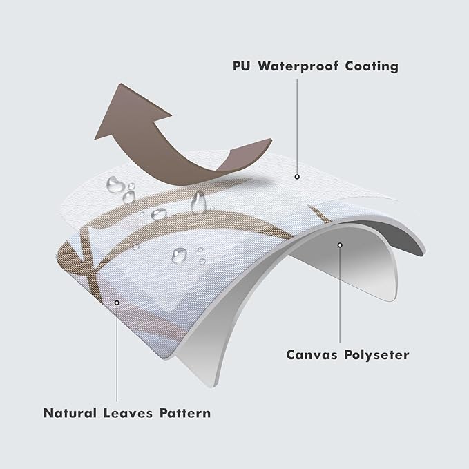 MIULEE Pack of 2 Decorative Outdoor Waterproof Throw Pillow Covers Patio Pillow Cases Natural Leaves Pattern Spring Square Cushion Shams Shell for Garden Balcony Couch 16x16 Inch, Coffee Brown