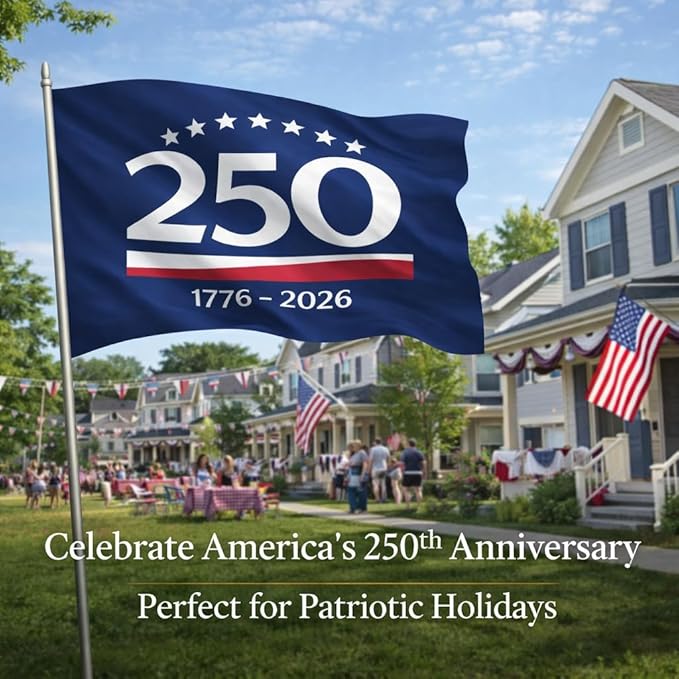 US 250 Flag – 250th Anniversary USA Double Sided 3-Ply Outdoor Flag, We The People 1776-2026 Patriotic Yard & House Banner for 4th of July (8, 5X8)