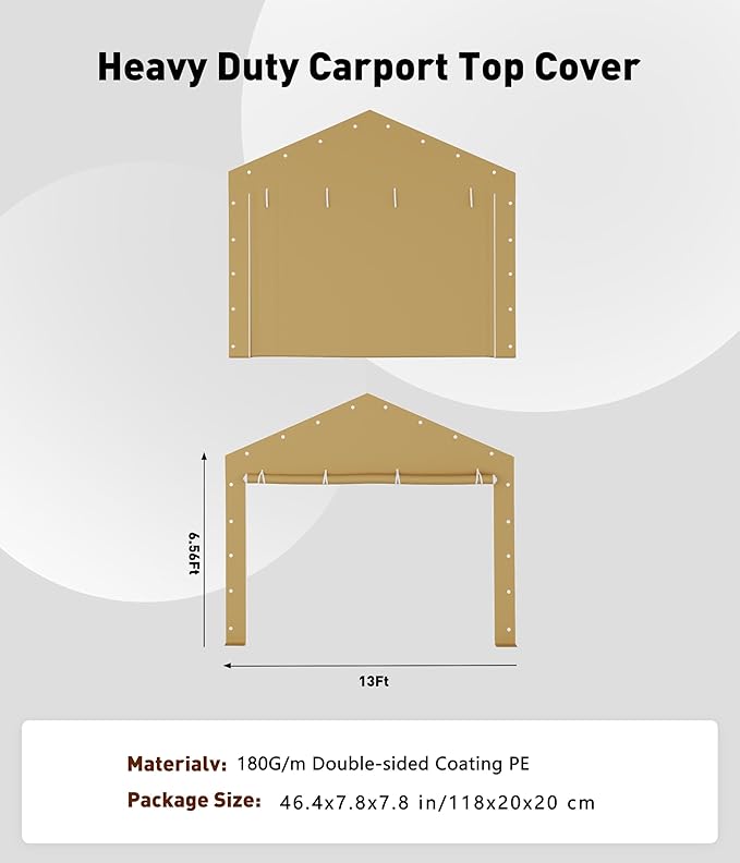 GarveeLife 10 ft x 20 ft Portable Carport Replacement Doors 2Pcs Yellow