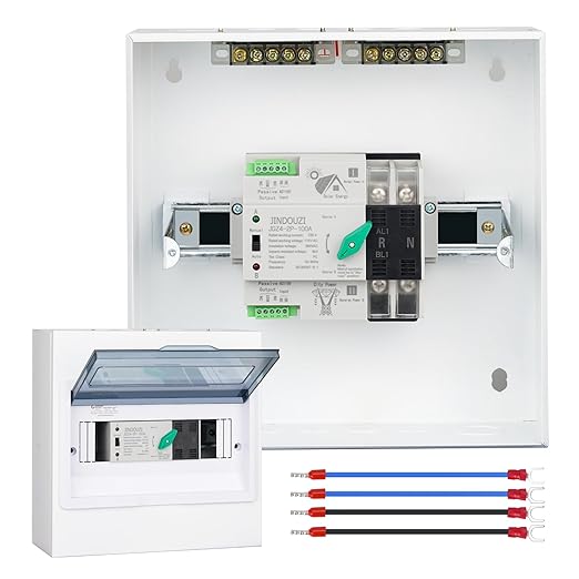 100A PV Automatic Transfer Switch,110V Solar Transfer Switch,Millisecond Level Dual Power Automatic Changeover Switch, with Metal Distribution Box