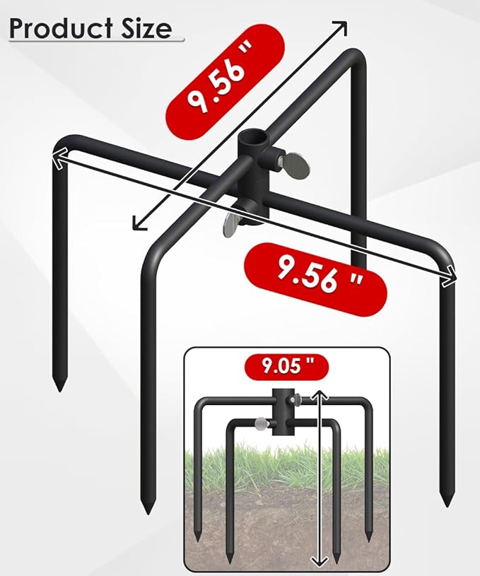 Mocomax Pole Stabilizer Stand Base Applies to 0.39" to 0.7" Shepherds Hook, Outdoor Bird Feeder Pole Stabilizer Support with 4 Prongs, Metal Holder Base for Birdhouse, Flagpole, Umbrellas, Black