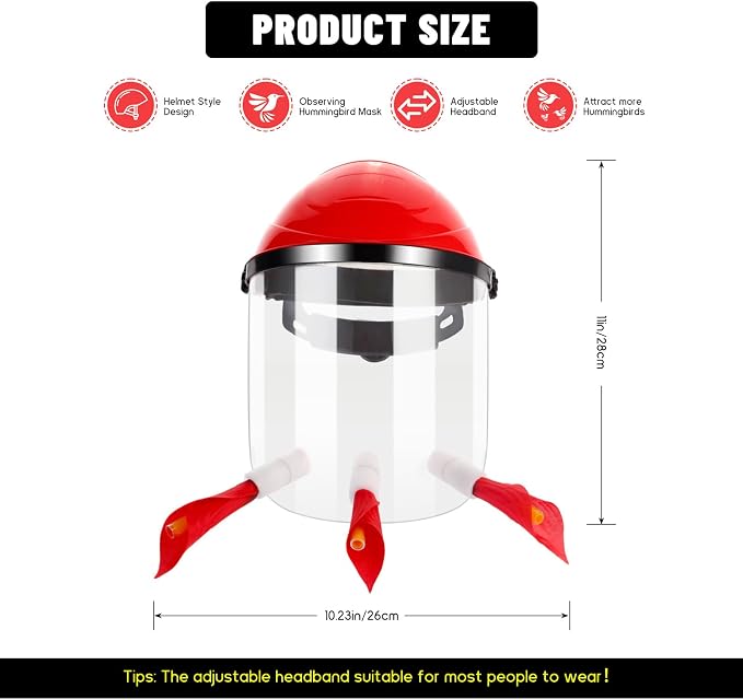 2PACK Humviewer Hummingbird Feeder Mask, Outdoors Wild Humming Bird Feeder Hat with 3 Feeding Ports and Honey Storage Bottle