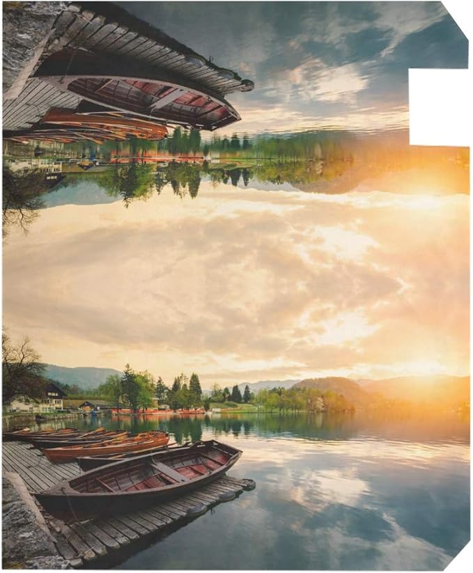 ZZKKO Natural Life Lake Boat and Sunset Nature Landscapes Mailbox Covers Magnetic Seasonal Colorful Pattern Home Houses Decorations,25.5x20.8 Inch Large Size,Multicolor