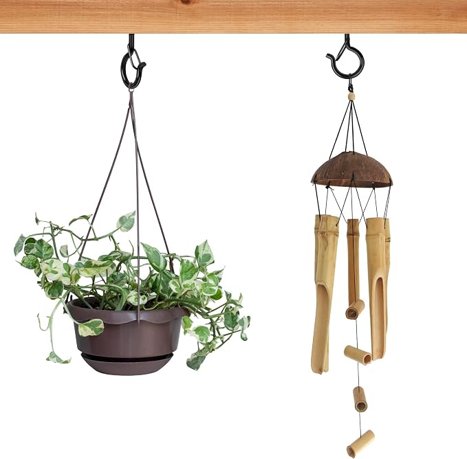 Q Hanger 35 Pcs Screw-in Hooks for Outdoor String Lights, Swivel Hanging Basket Patio Light Hooks with Safe Buckle Screw in Planter Eye Hooks for Wall Ceiling
