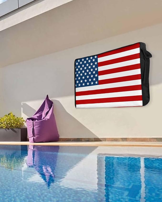 DecorLovee American Flag Outdoor TV Cover 70-75 Inches, Weatherproof & Waterproof, Red, White, Blue, Oxford Cloth, Hook & Loop Closure
