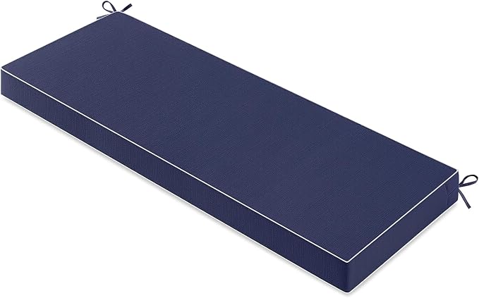 MIULEE Navy Outdoor Bench Cushion 59x18x3 Inch Waterproof 3-Year Color Fastness Patio Furniture Cushions for Porch Swing, Garden Bench Sofa Couch with Adjustable Ties No Slip Design