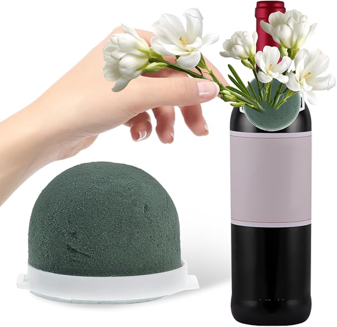 DOITOOL Mini Floral Foam Holder Round Flower Arrangement Supplies for Wedding Table Decor Wine Bottle Decoration 12 Pcs