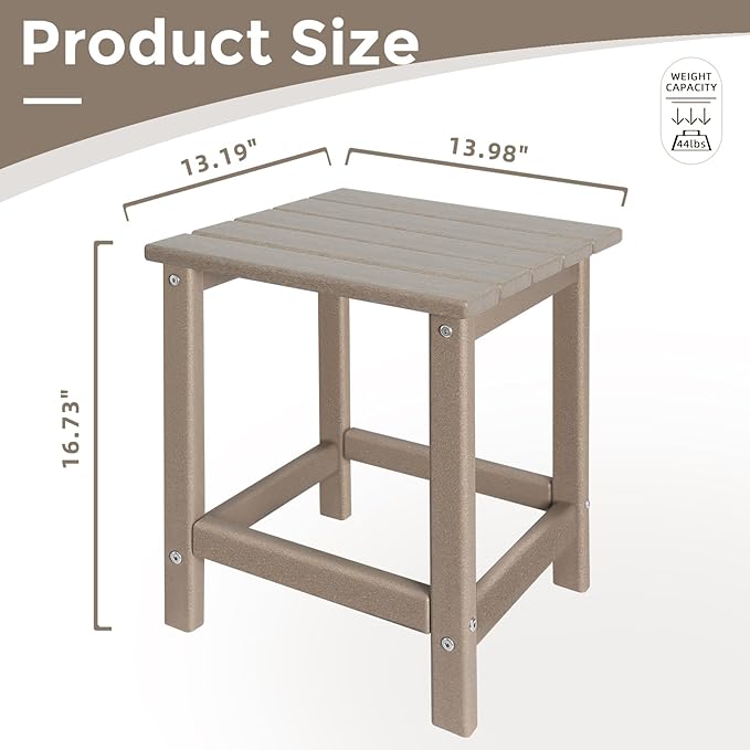 GARDENSTAR Outdoor Side Tables Adirondack, HDPE Small Table for Patio,Outside End Table for Porch, Deck, Pool, Weather Resistant/Easy Maintenance