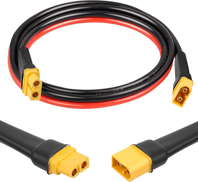 XT60 Extension Cable 3FT, 10AWG Tinned Copper Wire with XT60 Male to Female Connectors, Heavy-Duty Power Cord for RC Models, Drone, and Solar Applications