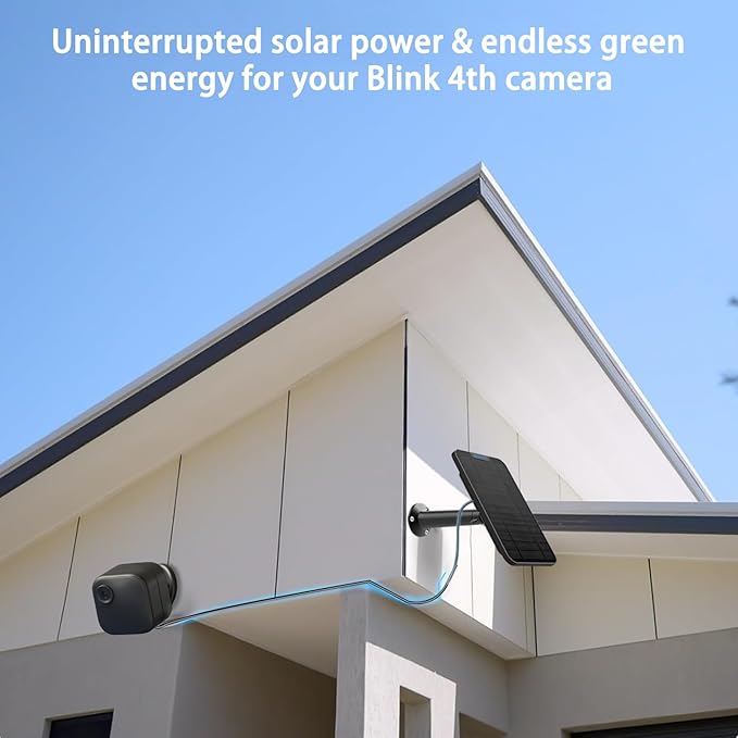 4W Solar Panel Charging Compatible with Blink 4th Gen(Type-C Outdoor Camera,with 13.1ft Waterproof Charging Cable, IP65 Weatherproof,Includes Secure Wall Mount