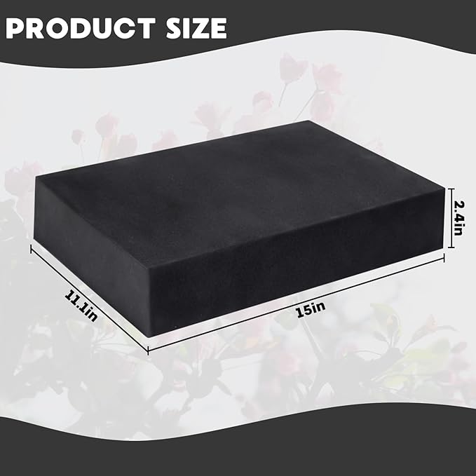 Prashent 3 Pcs Black Floral Foam Blocks for Artificial & Dried Flowers, Reusable & Water Resistant, Easy to Cut and Shape, Ideal for Home, Wedding, Events & DIY Crafts, 15”L x 11.1”W x 2.4”H