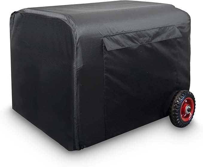 Joramoy Generator Cover Waterproof 32"Lx24"Wx24"H, Portable Generator Cover with Elastic Drawstring, Weather/UV Resistant 420D Oxford Cover for Universal Outdoor Generators 5000-10000 Watt, Black